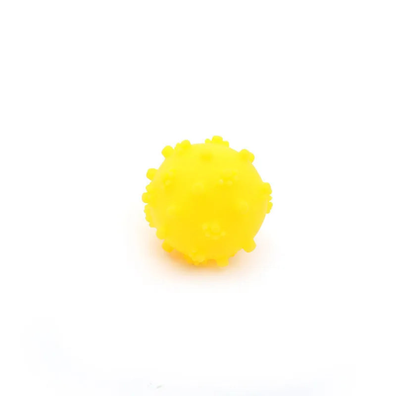 Bright coloured spike-textured dog toy balls with squeaker for small breed dogs