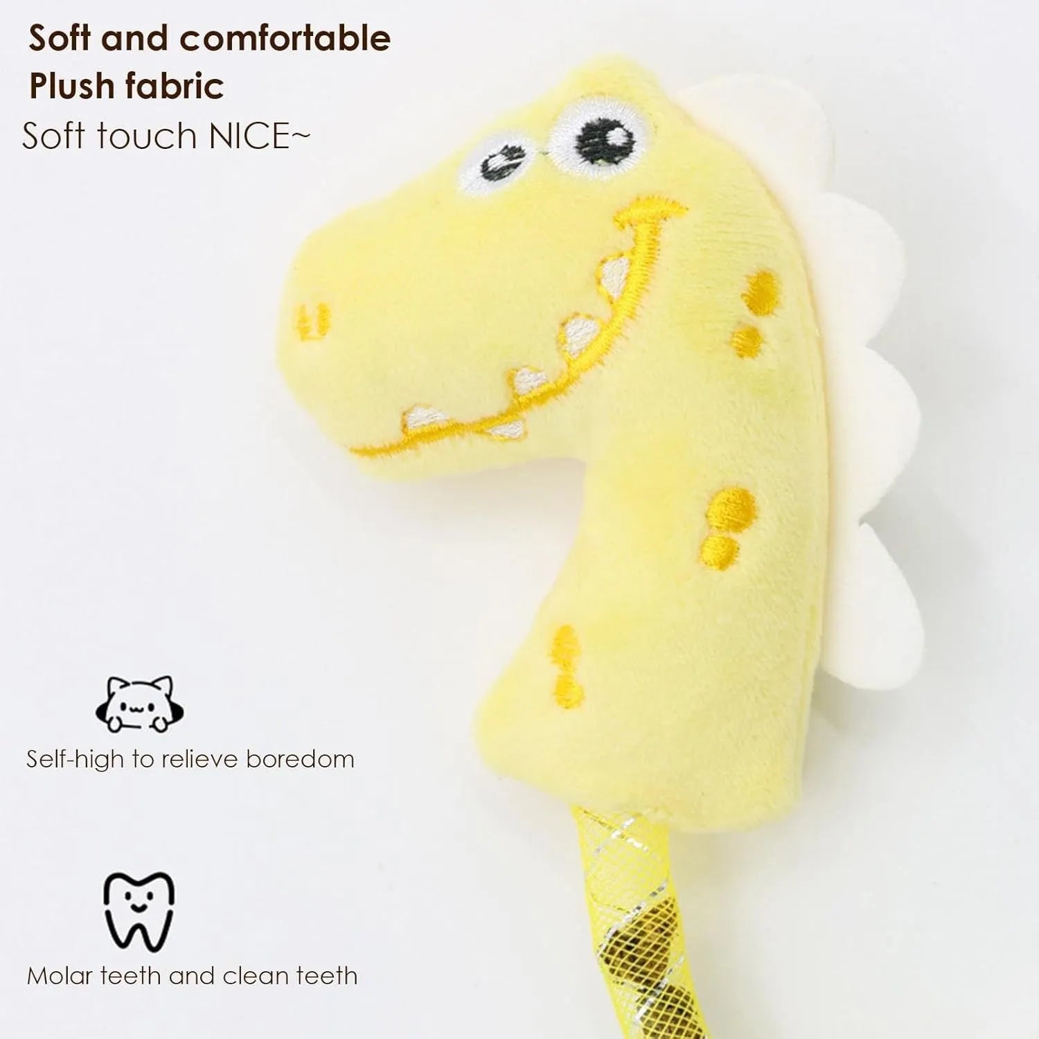 Set of four cat toys including plush fish, bunny, mouse shapes with rope toys and springs