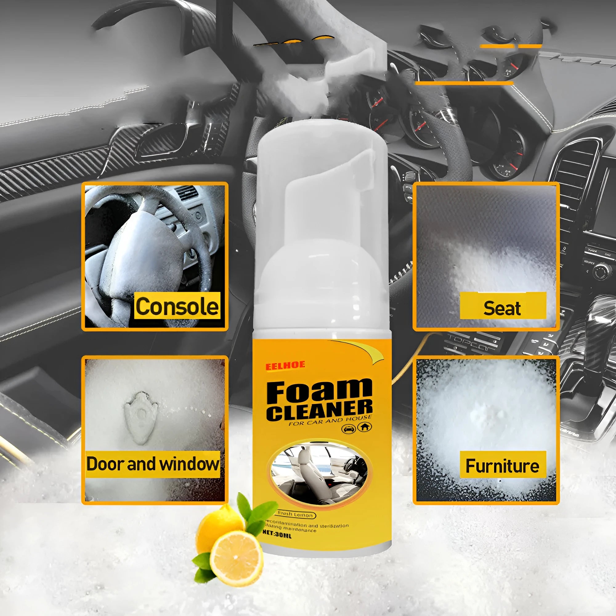 30ml multi-purpose foam cleaner bottle for car interior seats and ceilings