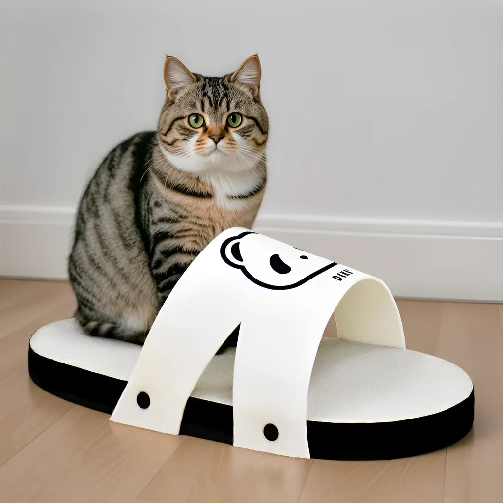 White corrugated paper cat scratch board with slipper style design