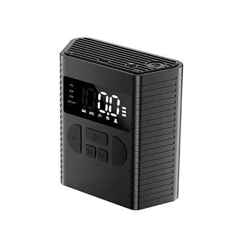 Portable wireless car tyre air compressor with digital display, LED light, and hose