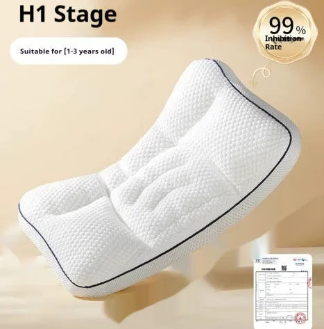 Children's antibacterial partition neck pillow with cold and warm sides and silk floss filler