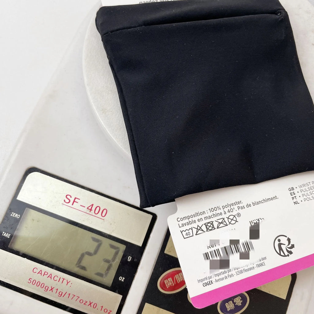 Wrist bag armband sleeve measuring 10cm by 10.5cm with water-resistant OPP packaging