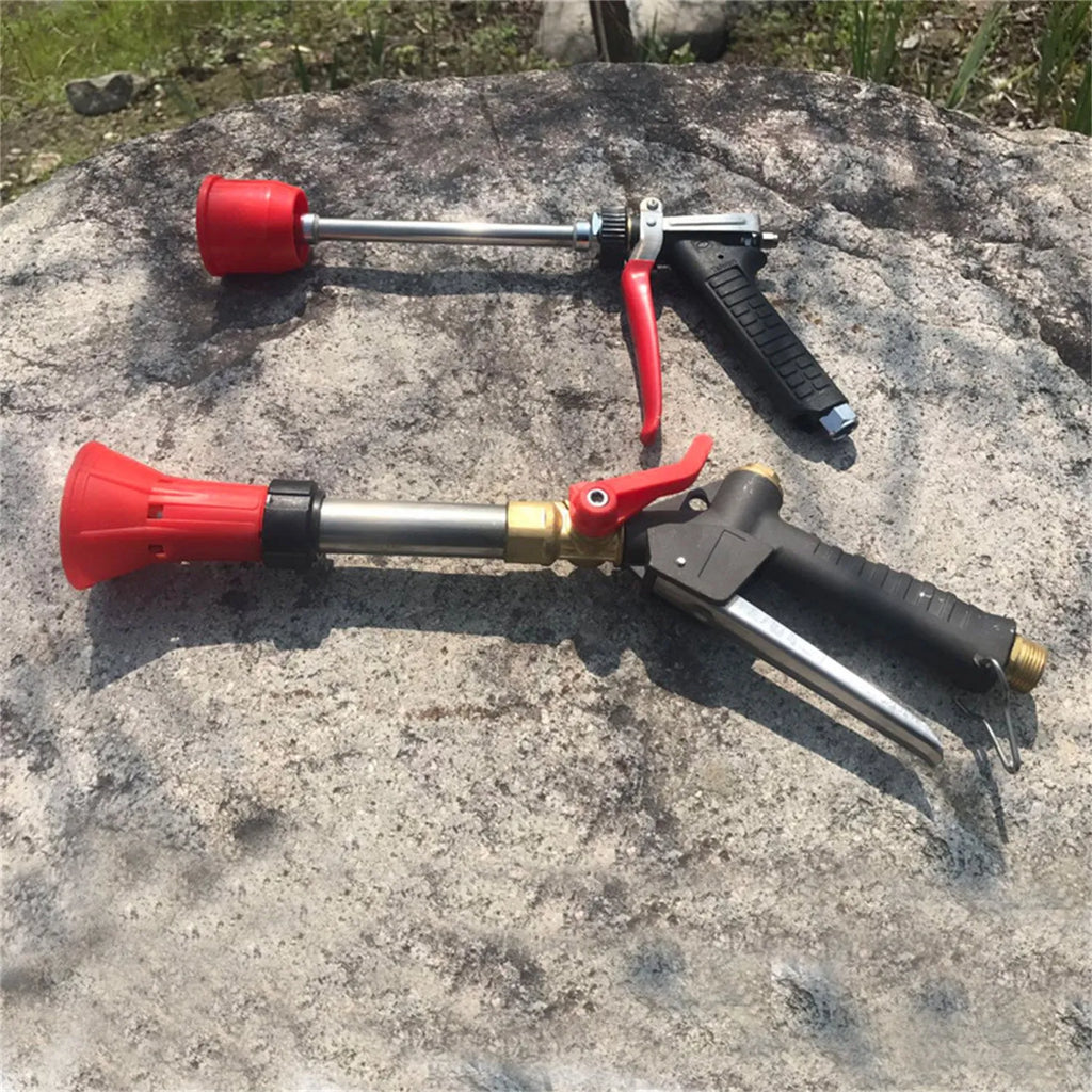 Adjustable agricultural spray gun with submachine gun style handle for pesticide spraying