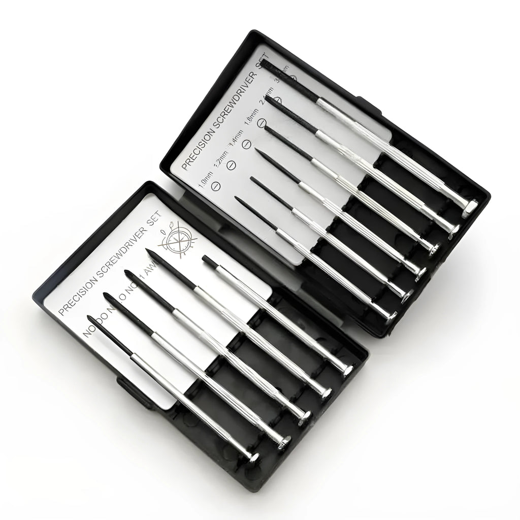 TH-6177 11-piece clock screwdriver set with cross and one-line heads on non-slip handles
