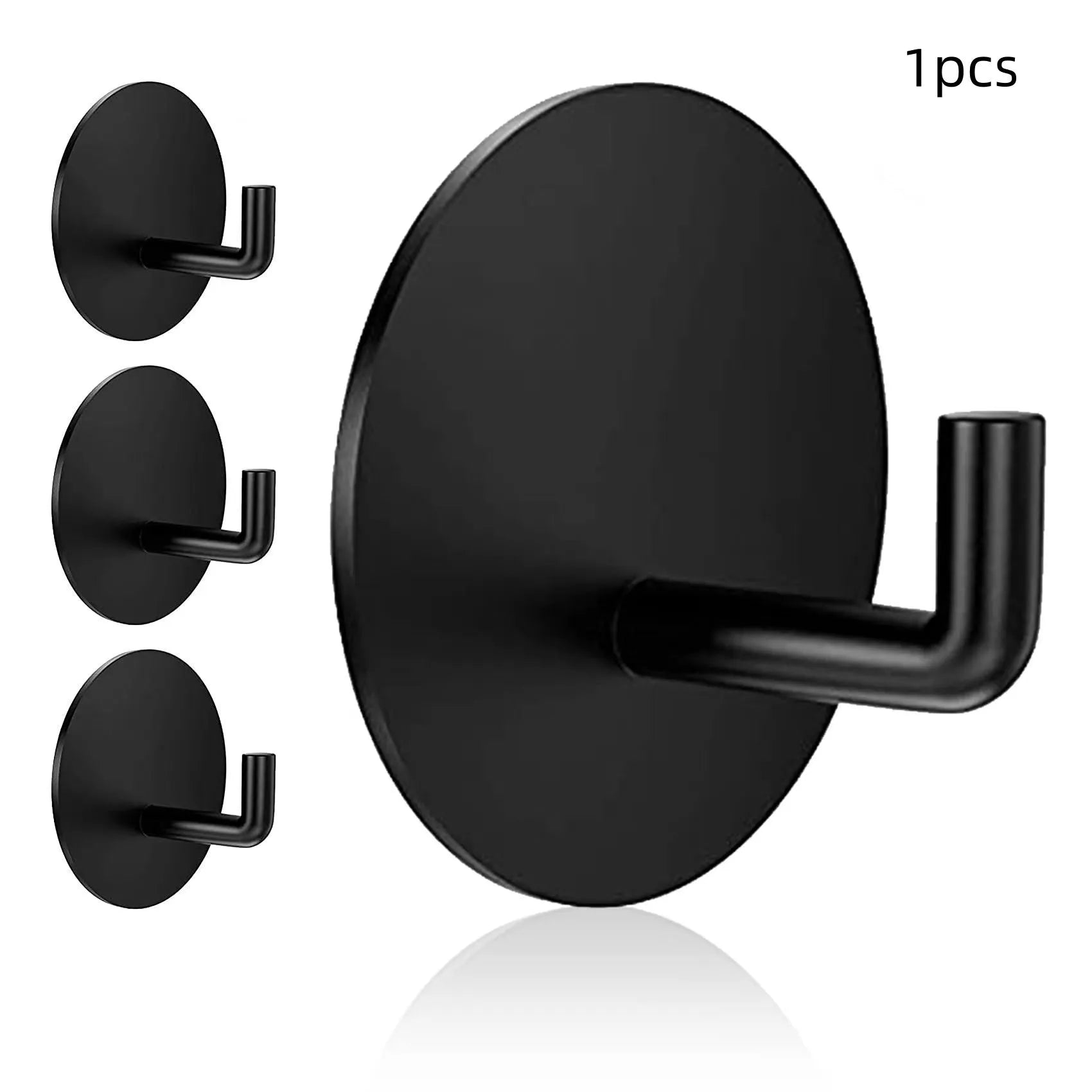 Stainless steel self-adhesive wall hook with rounded luggage hook design.