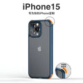 Matte frosted silicone magnetic phone case for Apple iPhone 15 in black with magnetic ring