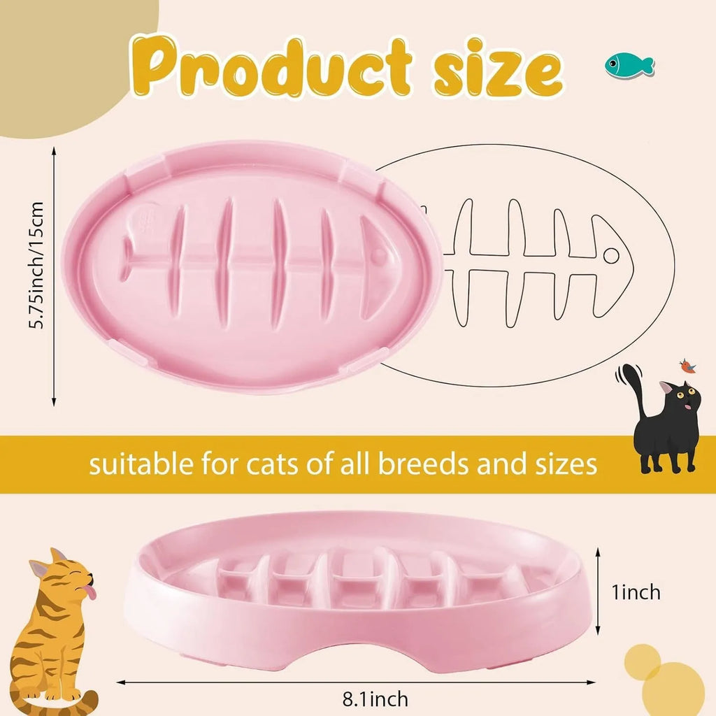 Green melamine fishbone slow feeder bowl for cats with raised ridges on a plain background