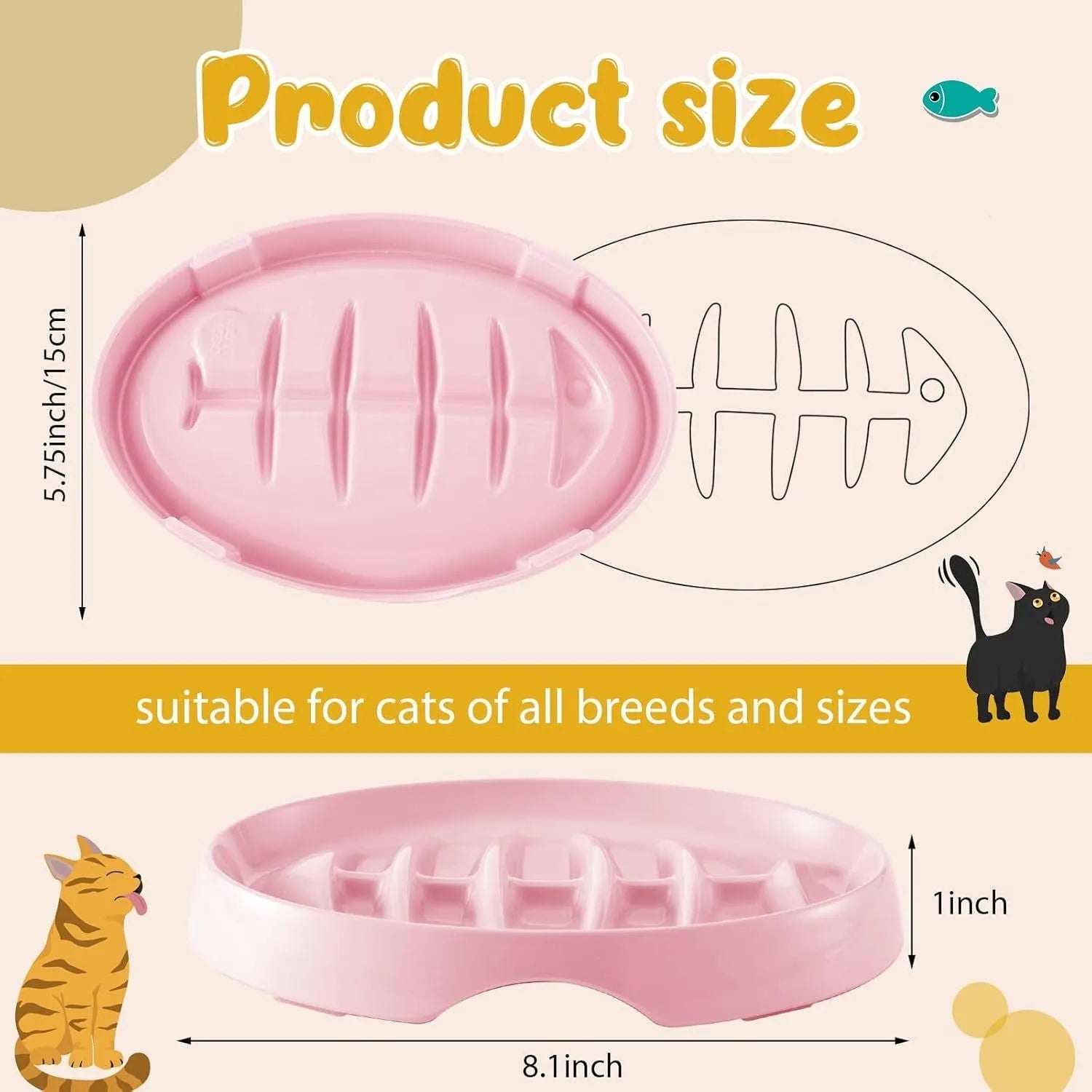Green melamine fishbone slow feeder bowl for cats with raised ridges on a plain background