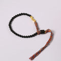 Hand-woven obsidian bracelet with 4mm width and 15.5-16cm adjustable length