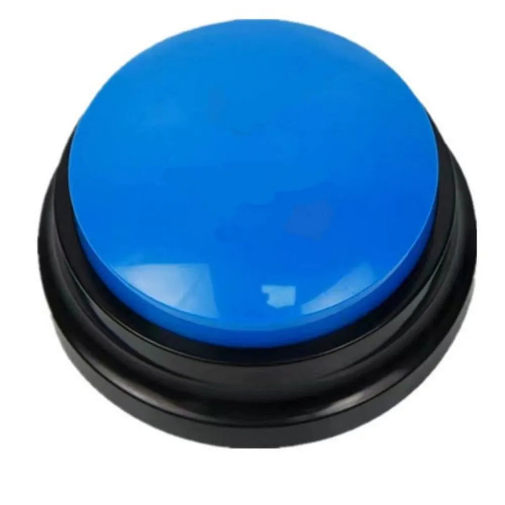 Blue voice recording button for pet training with 30-second record playback.