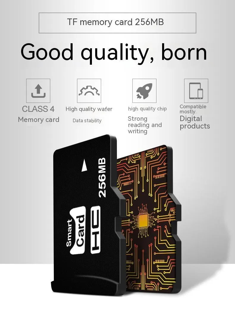 256MB memory card with integrated mini speaker measuring 11x15x1mm
