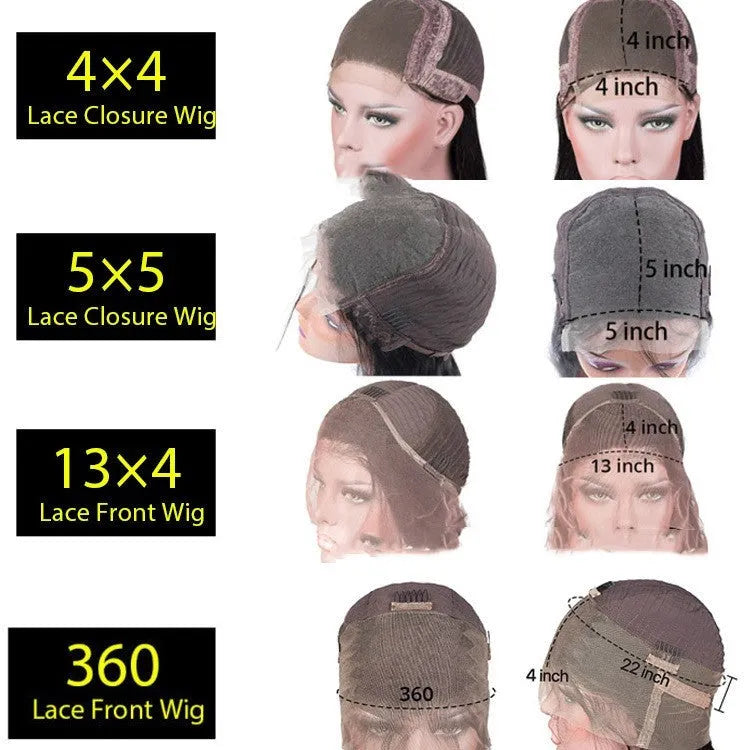 Women's 4x4 lace front human hair headgear in star fashion style available in ten lengths
