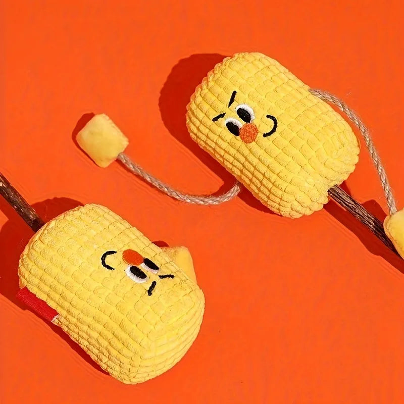 Corn cob shaped cat chew toy made from polio wood with catnip for dental cleaning