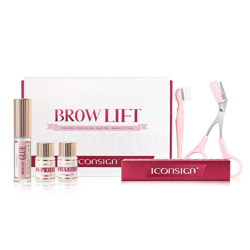 Pink eyebrow quick ironing perm set for keratin lamination brow styling treatments