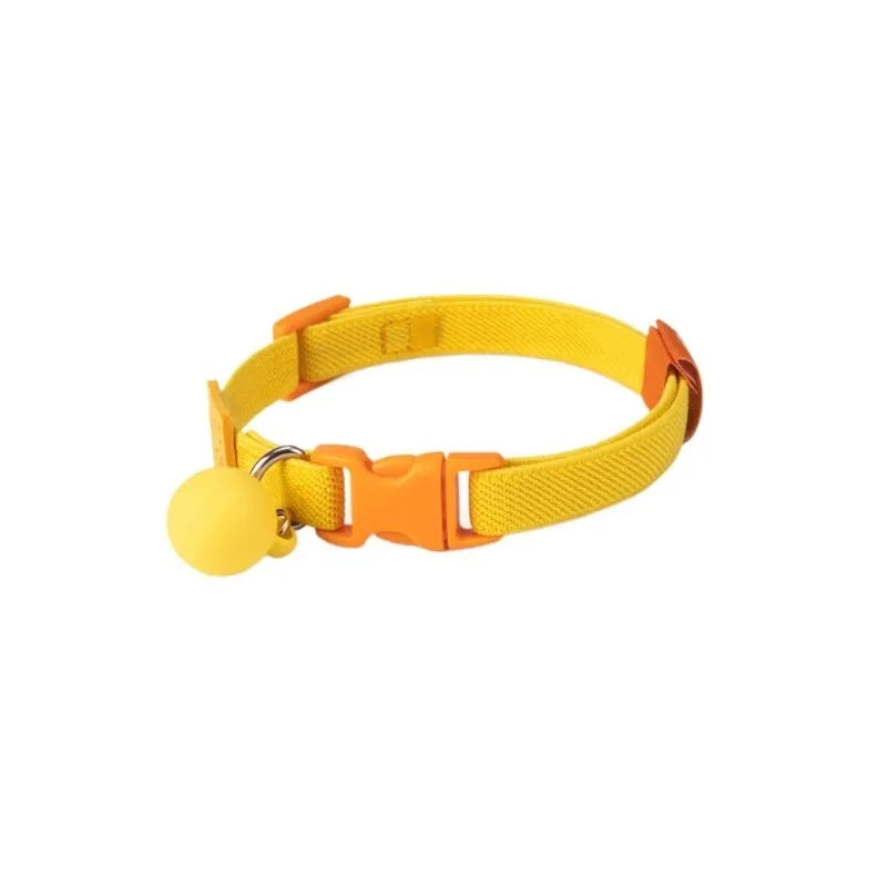 A monochrome high-elasticity polyester collar for a small dog, shown in one of seven colours.