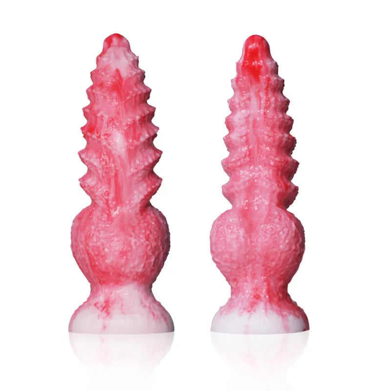 Pink platinum silicone penis-shaped masturbation device for women, showing Berserker S and M models.