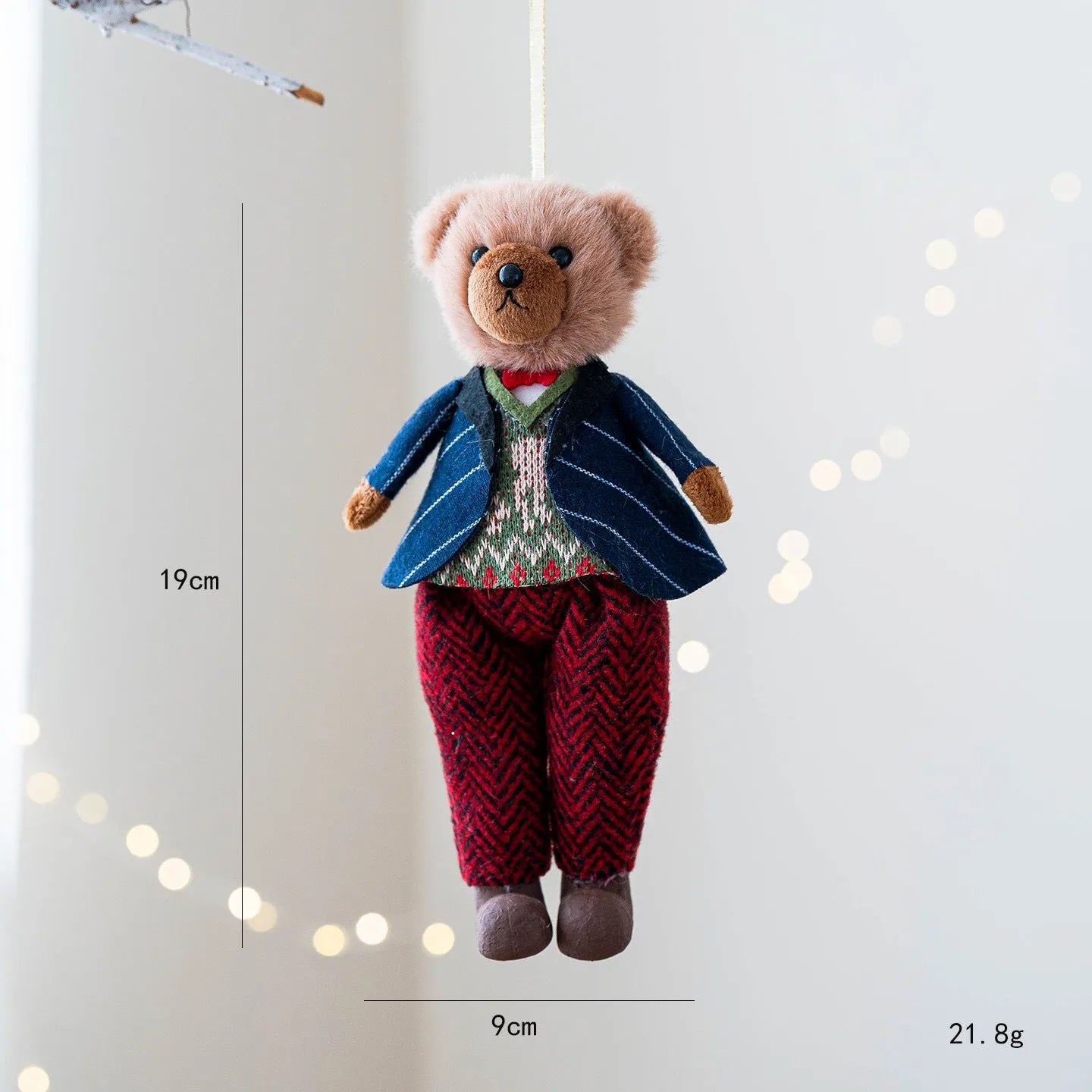 Cotton cloth plush bear doll couple in princess and gentleman bear styles with suit plaid design