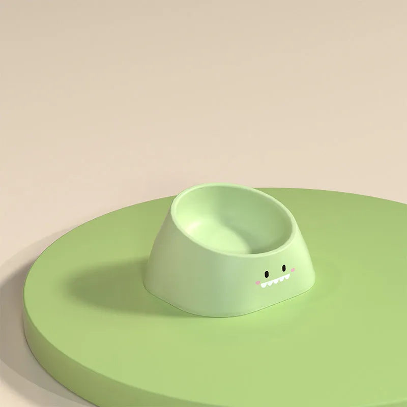 15 degree tilted stainless steel pet bowl with polypropylene base for cervical spine protection