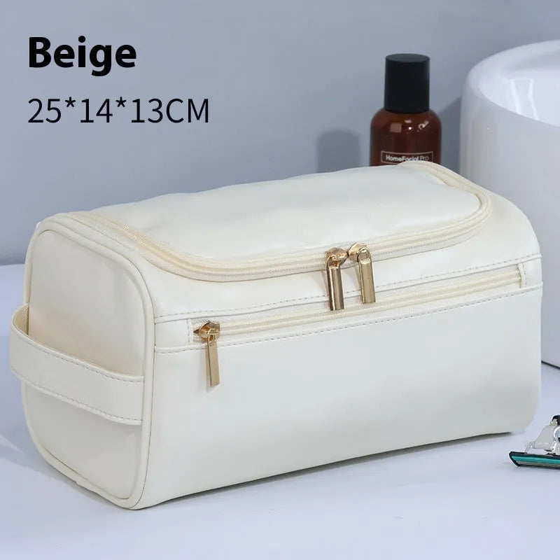 Large waterproof cosmetic storage bag in PU leather or Oxford cloth material