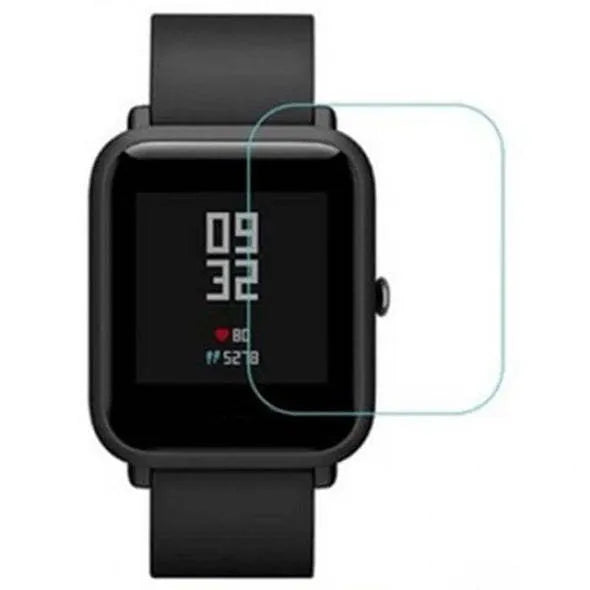 HD hydrogel screen protector film for Amazfit Bip smartwatch showing full coverage.