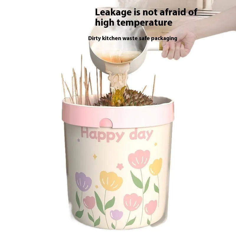 Pink degradable argy wormwood mosquito repellent garbage bags with drawstring, 44cm by 48cm