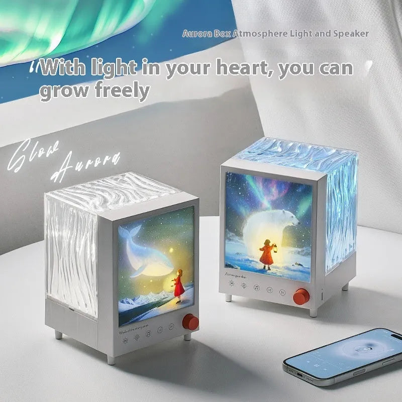 Aurora Treasure Box Atmosphere Projection Lamp showing Star Sea Whale light projection effect