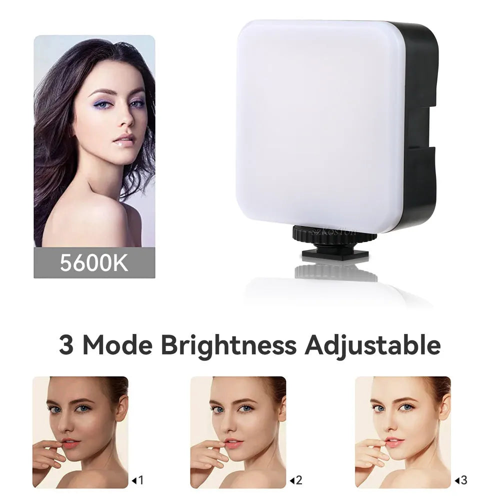 LED mini square outdoor camera flash on tripod with universal mount and compact design