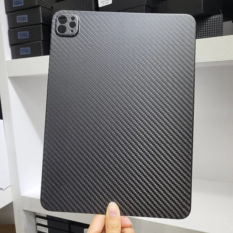 Carbon fibre protective cover for iPad Pro 11 with embossed plaid design