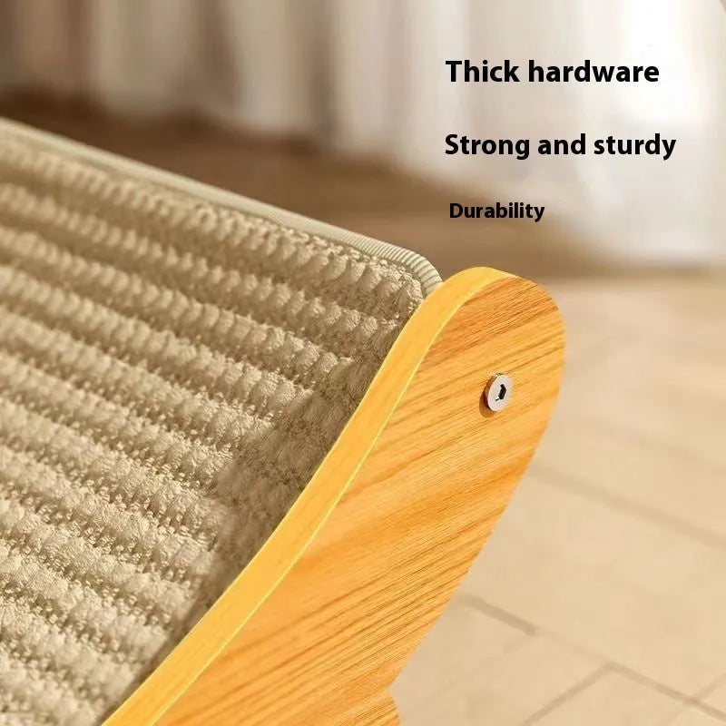 A sisal blanket cat scratch board in a natural woven texture, shown in large and small size options.