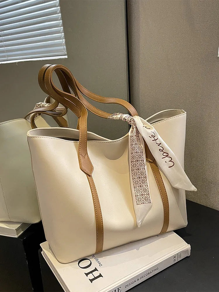 Women's large bucket tote bag with sandwich pocket design in available colour options