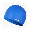 Silicone swimming cap with earmuff design and letters pattern in assorted colours