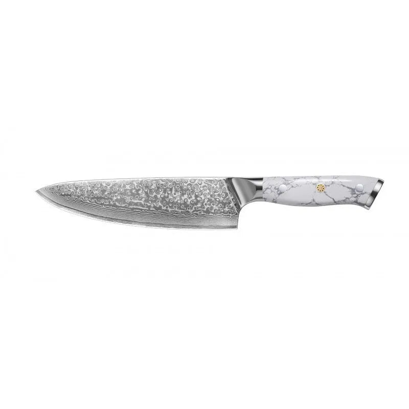 Damascus pattern VG10 steel chef knife with 21cm blade and 11cm handle for kitchen use