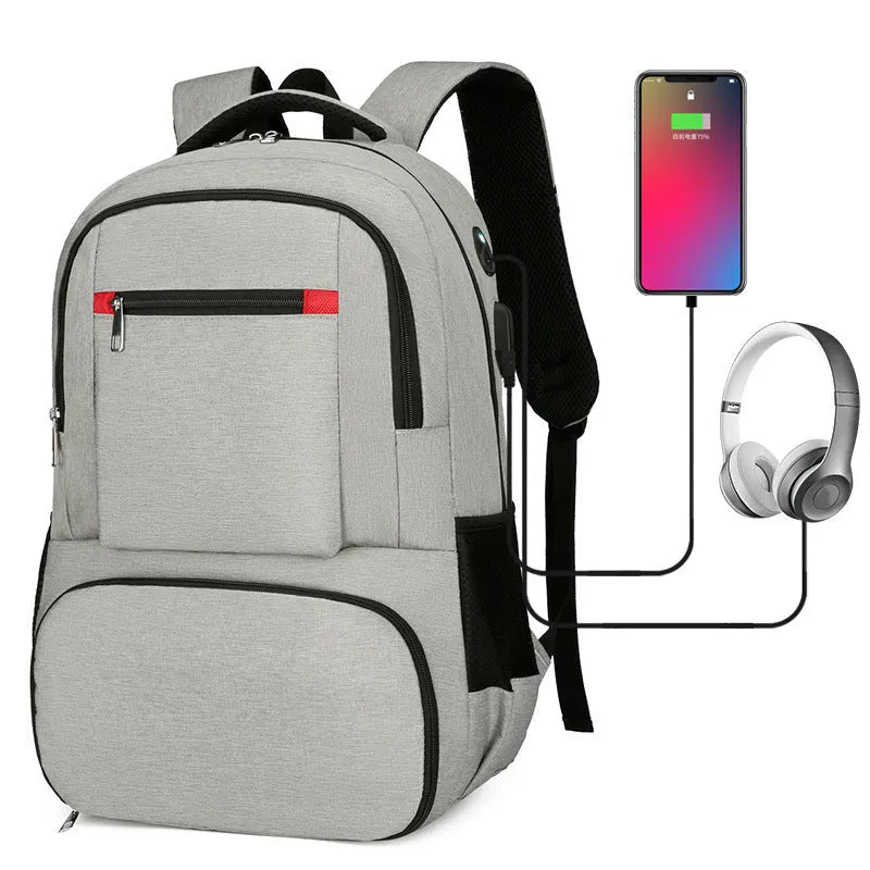 Oxford cloth insulated backpack with curved shoulder straps showing dry wet separation compartments and pull rod belt accessory