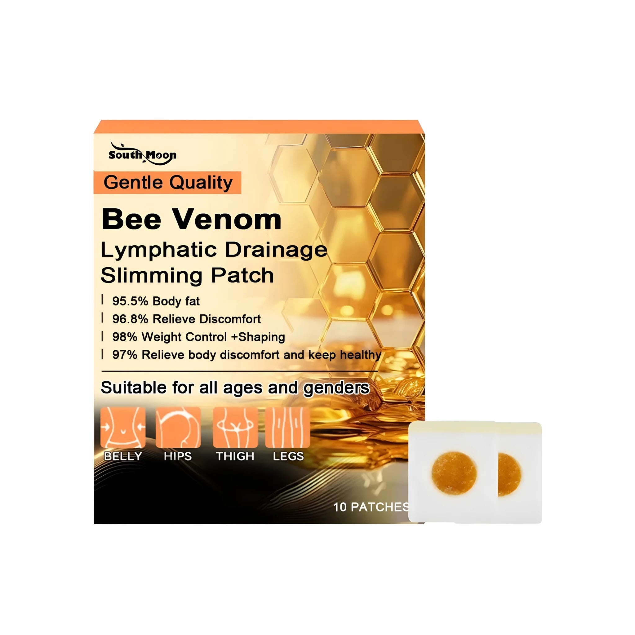Pack of 10 body shaping weight loss patches with bee venom and mint leaves topical stickers