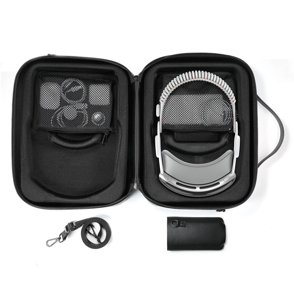 Black superfibre MR glasses storage box for Apple Vision Pro headset protection