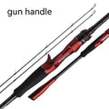 Carbon fishing rod showing straight handle and pikestaff grip options, with ultralight blank in 210cm and 240cm lengths.