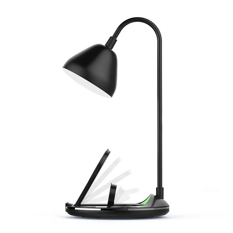 Black and white magnetic folding wireless charger shown open and closed