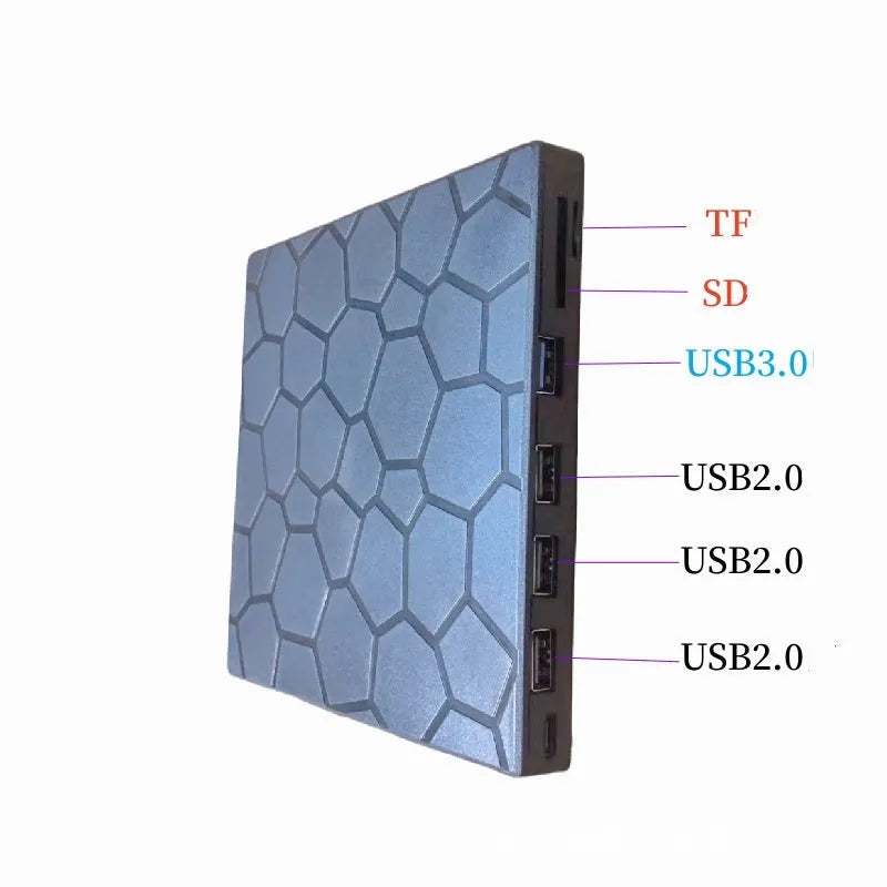 Black external USB CD/DVD drive with compact rectangular design for laptop and desktop computers