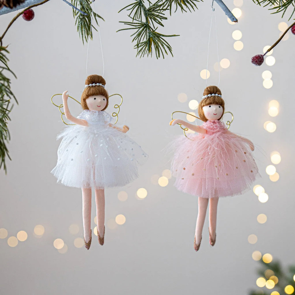 Pink or white ballet girl plush doll pendant with soft cloth material for decorative hanging display