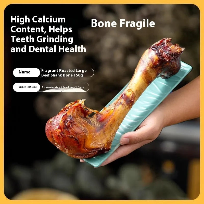 Puppy dental chew toy for teeth cleaning with calcium supplement in roasted ox bone flavour