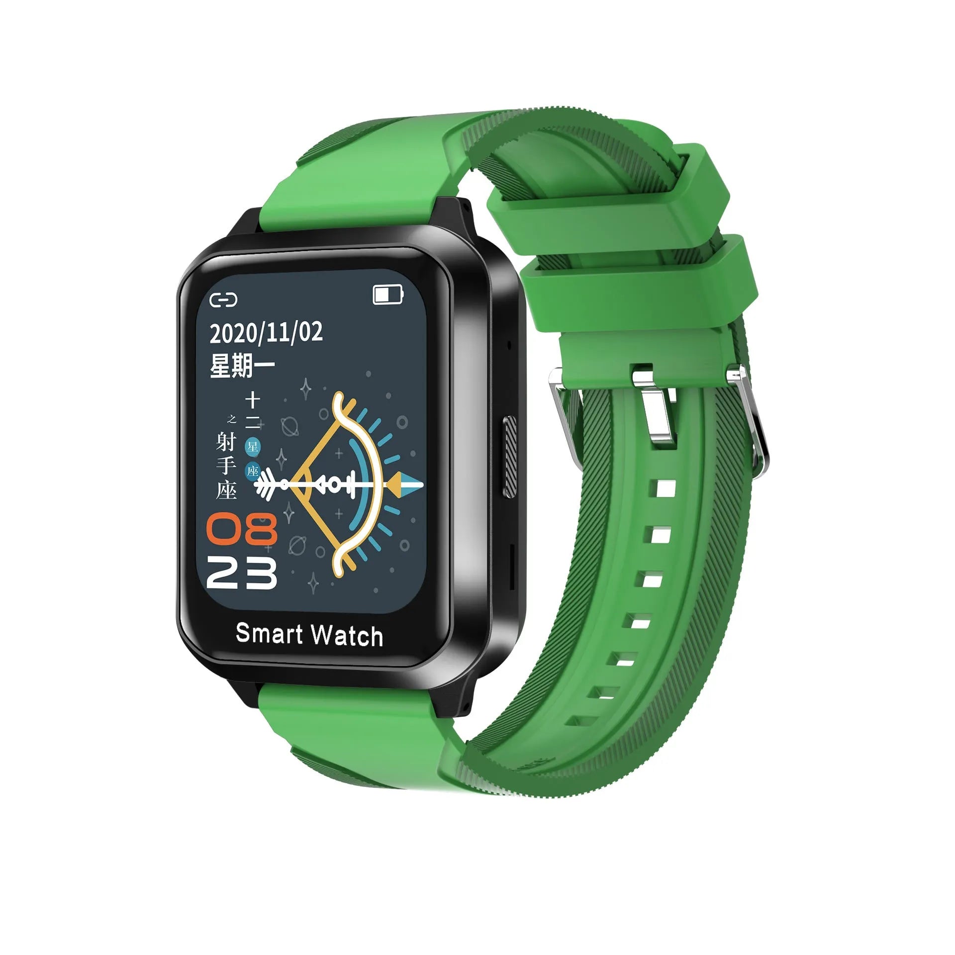 Smart bracelet with split screen display showing password lock interface on silicone wristband