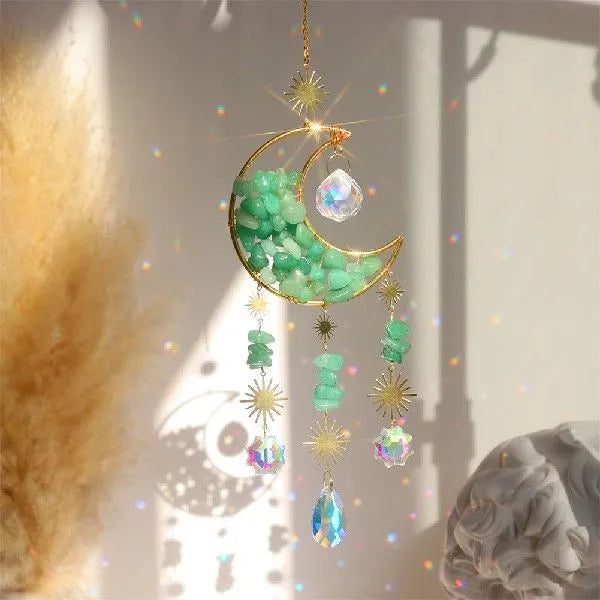K9 crystal moon car pendant hanging from 420mm chain in multiple colour options