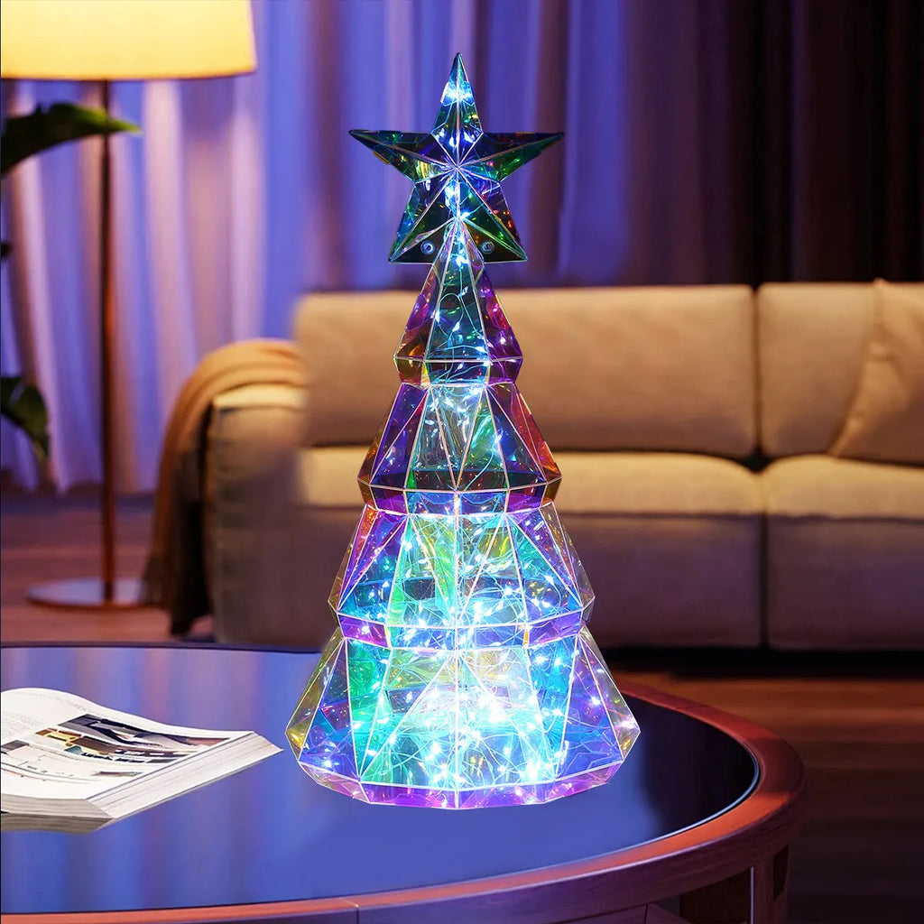 Colourful cartoon Christmas tree luminous decoration with dimensions 14.5cm by 4.8cm by 20cm