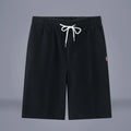 Cotton-linen cropped pants in solid colour with drawstring waist and mid-calf length