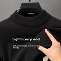 Men's fine wool half turtleneck pullover in a solid colour, shown in regular fit with long sleeves.