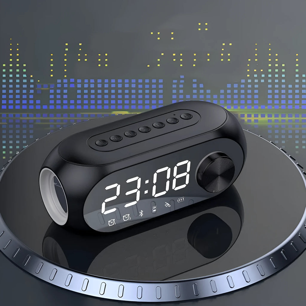 Extra Bass Portable Mini Clock Bluetooth Speaker in S8 Black, Blue, or White colour