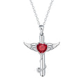 Stethoscope necklace with wings cross pendant on 45cm chain, available in white diamond or red diamond colour options