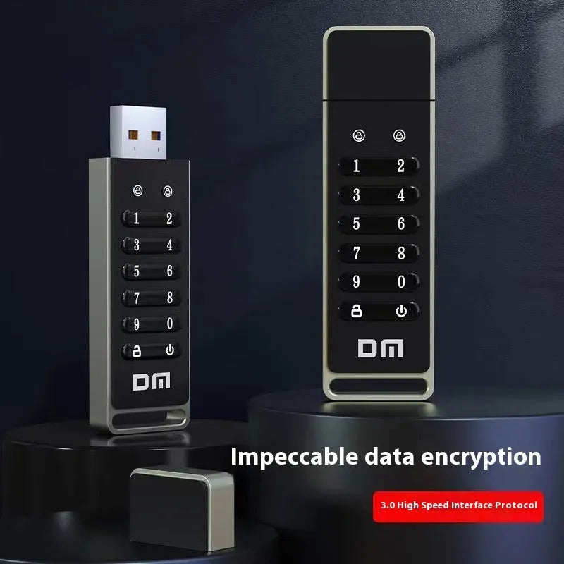 Metal security USB flash drive with fingerprint sensor and 64GB capacity