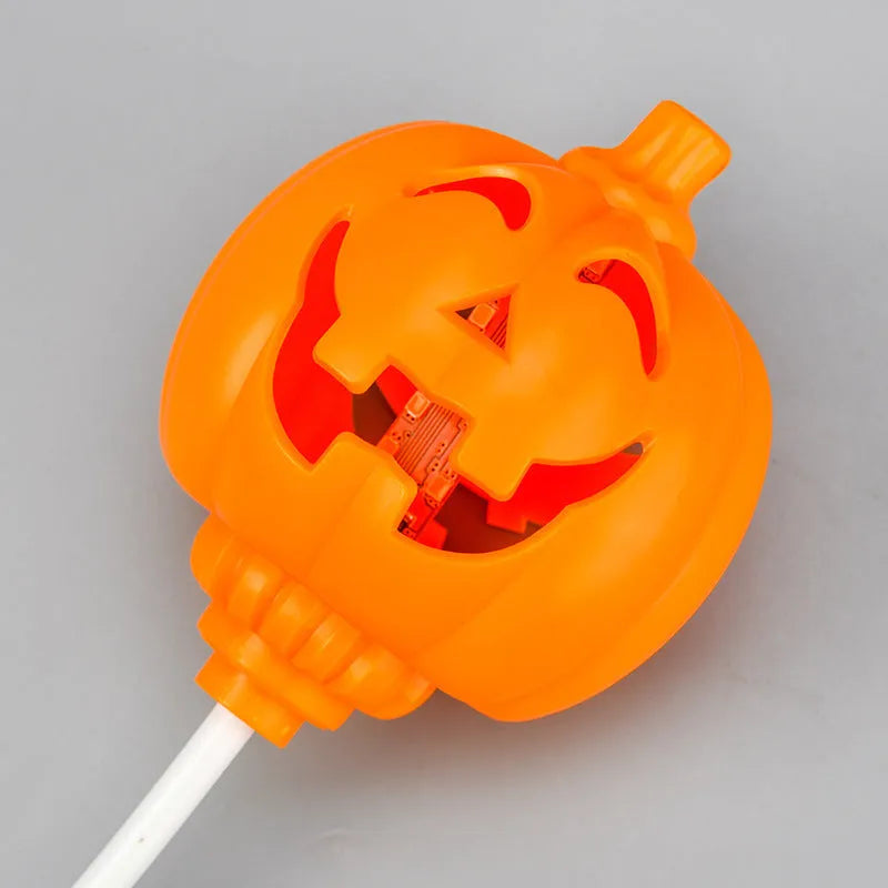 Pumpkin shaped USB rechargeable lamp with yellow or purple light options for holiday decoration